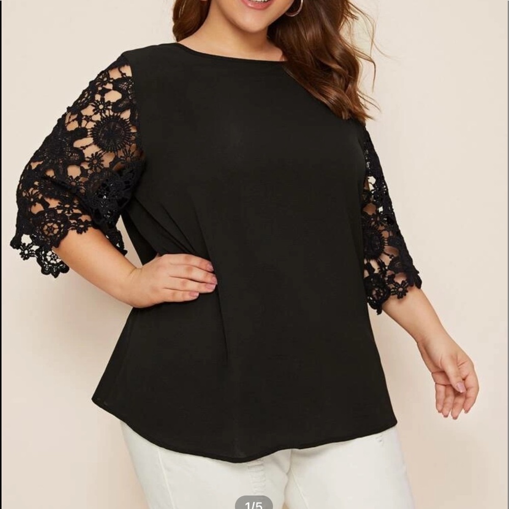 Guipure Lace Sleeve Top